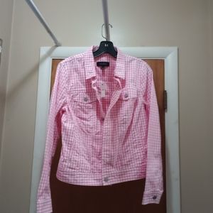 Pink and white plaid jacket